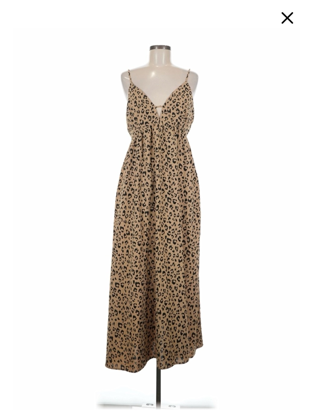 NWOT 1x  A New Day Leopard Print Spaghetti Strap Maxi Dress, adjustable straps
